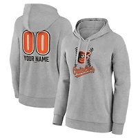 Women's  Gray Baltimore Orioles Personalized Name & Number Fastball Pullover Hoodie