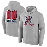 Men's  Gray Boston Red Sox Personalized Name & Number Fastball Pullover Hoodie