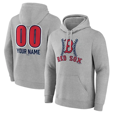 Men's  Gray Boston Red Sox Personalized Name & Number Fastball Pullover Hoodie