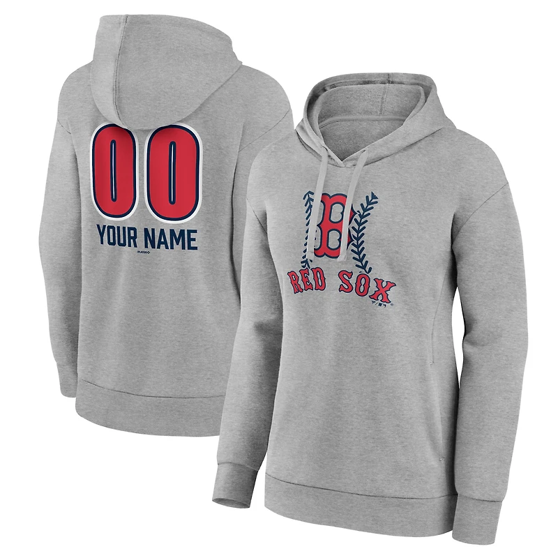 Women's  Gray Boston Red Sox Personalized Name & Number Fastball Pullover Hoodie
