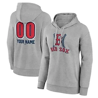 Women's  Gray Boston Red Sox Personalized Name & Number Fastball Pullover Hoodie