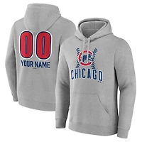 Men's  Gray Chicago Cubs Personalized Name & Number Fastball Pullover Hoodie