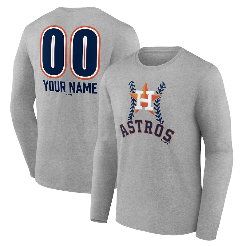 Men's Gray Houston Astros Personalized Name & Number Fastball Long Sleeve T-Shirt