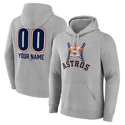 Men's  Gray Houston Astros Personalized Name & Number Fastball Pullover Hoodie