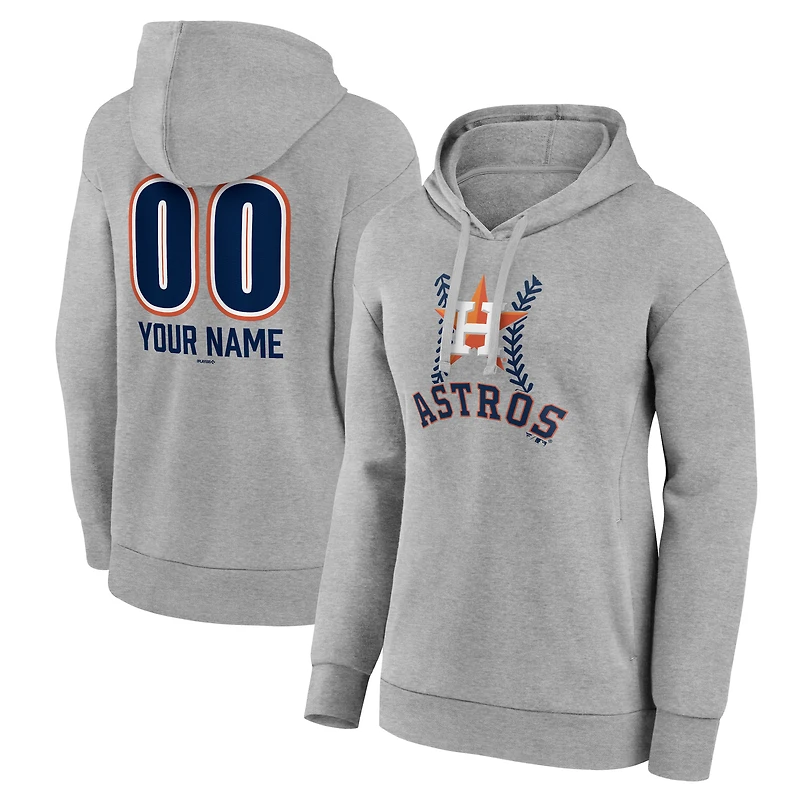Women's  Gray Houston Astros Personalized Name & Number Fastball Pullover Hoodie