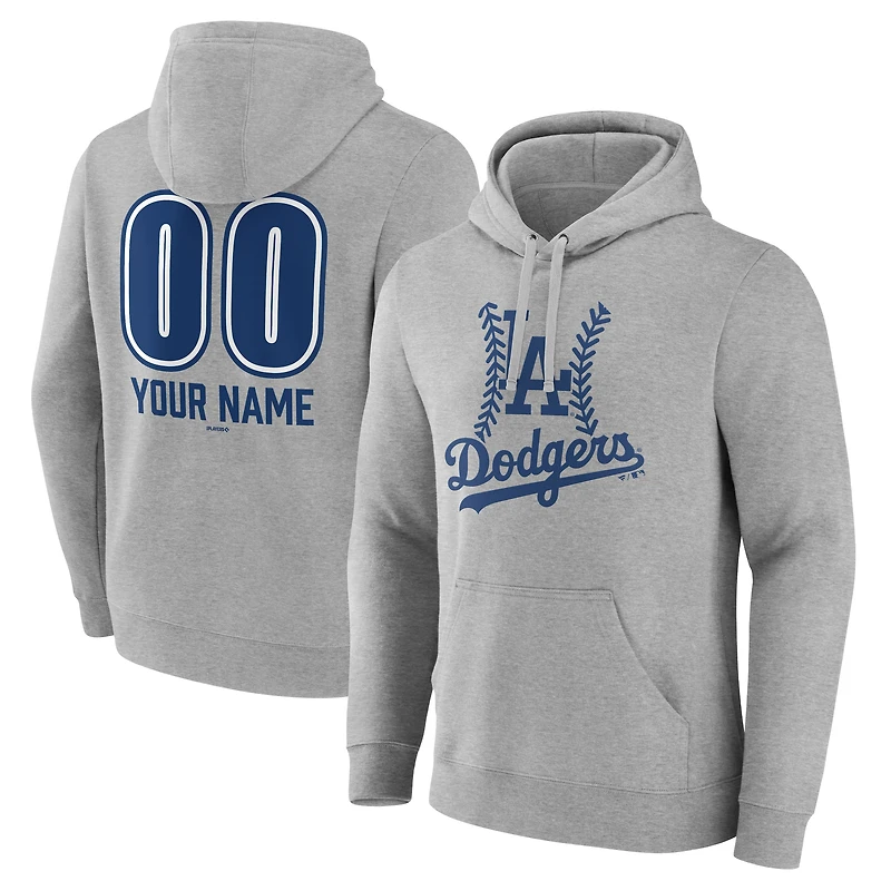 Men's  Gray Los Angeles Dodgers Personalized Name & Number Fastball Pullover Hoodie