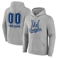 Men's  Gray Los Angeles Dodgers Personalized Name & Number Fastball Pullover Hoodie