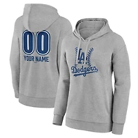 Women's  Gray Los Angeles Dodgers Personalized Name & Number Fastball Pullover Hoodie