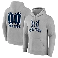 Men's  Gray New York Yankees Personalized Name & Number Fastball Pullover Hoodie