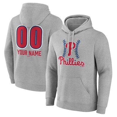 Men's  Gray Philadelphia Phillies Personalized Name & Number Fastball Pullover Hoodie
