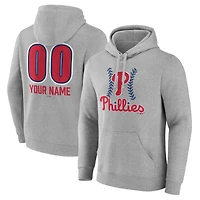 Men's  Gray Philadelphia Phillies Personalized Name & Number Fastball Pullover Hoodie