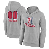 Women's  Gray Philadelphia Phillies Personalized Name & Number Fastball Pullover Hoodie