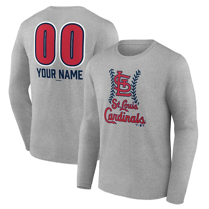 Men's Gray St. Louis Cardinals Personalized Name & Number Fastball Long Sleeve T-Shirt