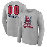 Men's  Gray St. Louis Cardinals Personalized Name & Number Fastball Long Sleeve T-Shirt