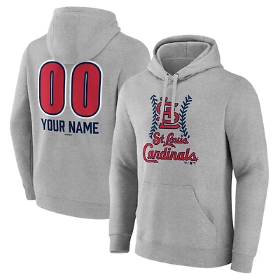 Men's  Gray St. Louis Cardinals Personalized Name & Number Fastball Pullover Hoodie