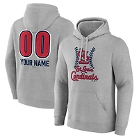 Men's  Gray St. Louis Cardinals Personalized Name & Number Fastball Pullover Hoodie