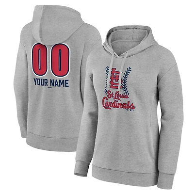 Women's  Gray St. Louis Cardinals Personalized Name & Number Fastball Pullover Hoodie
