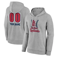 Women's  Gray St. Louis Cardinals Personalized Name & Number Fastball Pullover Hoodie