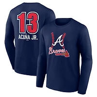 Men's Ronald Acuña Jr. Navy Atlanta Braves Fastball Player Name & Number Long Sleeve T-Shirt