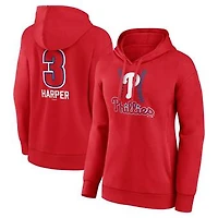 Women's Bryce Harper Red Philadelphia Phillies Fastball Player Name & Number Pullover Hoodie