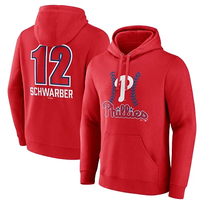 Men's Kyle Schwarber Red Philadelphia Phillies Fastball Player Name & Number Pullover Hoodie