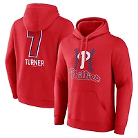 Men's Trea Turner Red Philadelphia Phillies Fastball Player Name & Number Pullover Hoodie