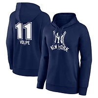 Women's Anthony Volpe Navy New York Yankees Fastball Player Name & Number Pullover Hoodie