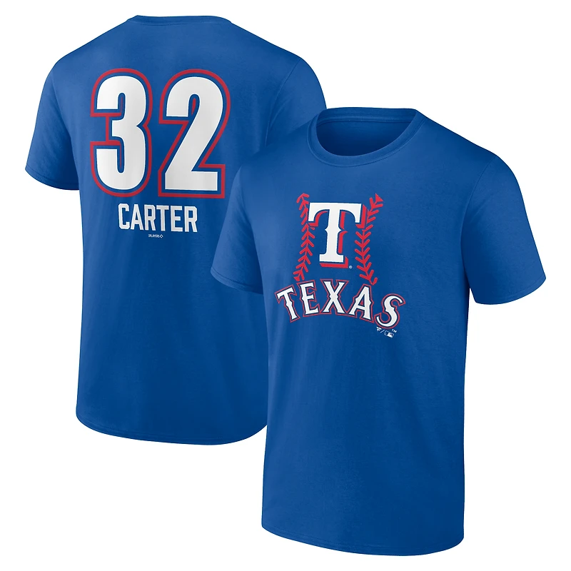 Men's Evan Carter Royal Texas Rangers Fastball Player Name & Number T-Shirt