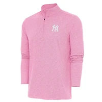 Men's Antigua  Pink New York Yankees Hunk Quarter-Zip Top