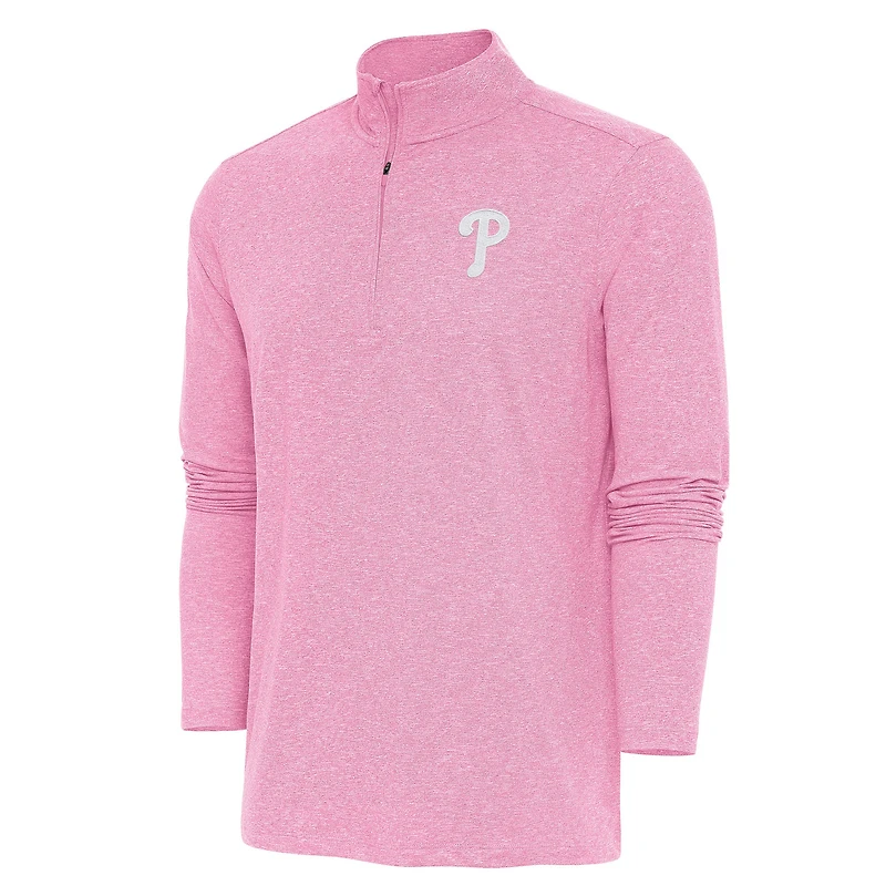 Men's Antigua Pink Philadelphia Phillies Hunk Quarter-Zip Top