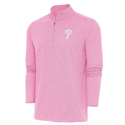 Men's Antigua Pink Philadelphia Phillies Hunk Quarter-Zip Top