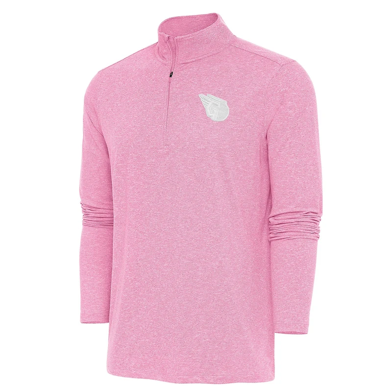 Men's Antigua Pink Cleveland Guardians Hunk Quarter-Zip Top