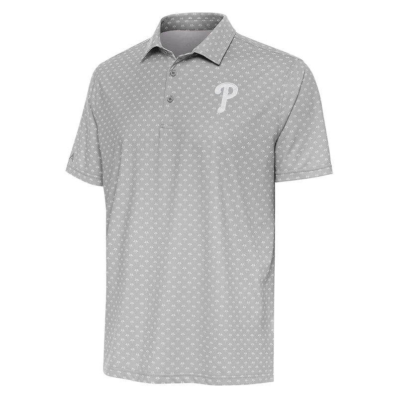 Men's Antigua  Gray Philadelphia Phillies Kona Polo