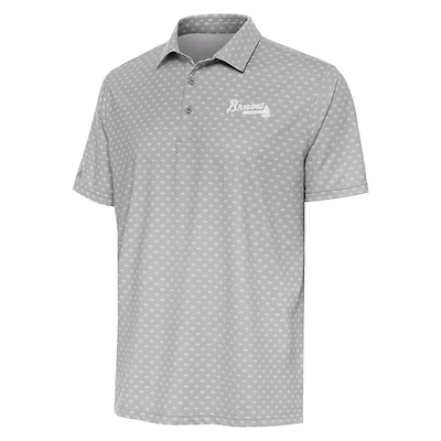 Men's Antigua  Gray Atlanta Braves Kona Polo