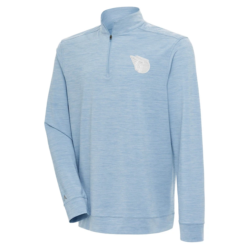 Men's Antigua Light Blue Cleveland Guardians Bright Quarter-Zip Pullover Top