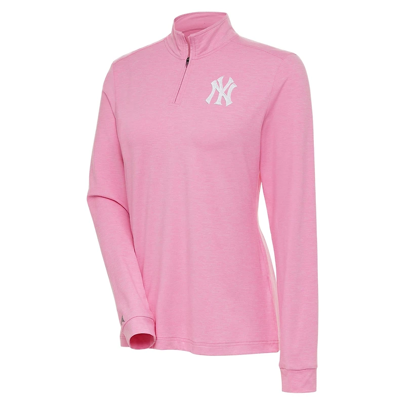 Women's Antigua  Pink New York Yankees Mentor Quarter-Zip Pullover Top