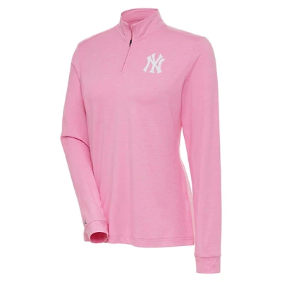 Women's Antigua  Pink New York Yankees Mentor Quarter-Zip Pullover Top