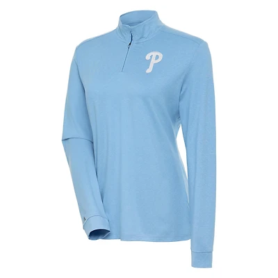 Women's Antigua Light Blue Philadelphia Phillies Mentor Quarter-Zip Pullover Top