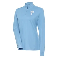 Women's Antigua  Light Blue Philadelphia Phillies Mentor Quarter-Zip Pullover Top