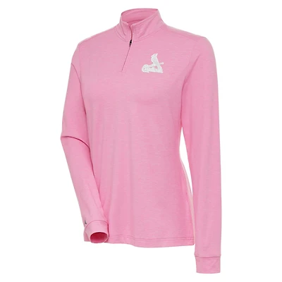 Women's Antigua  Pink St. Louis Cardinals Mentor Quarter-Zip Pullover Top