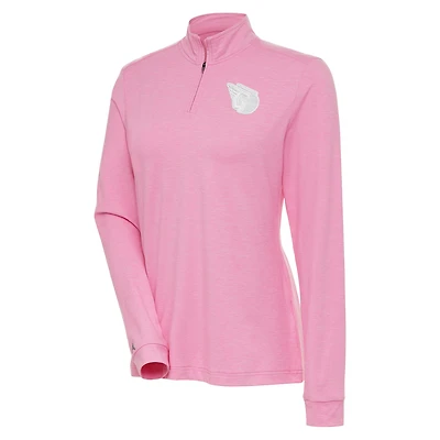 Women's Antigua  Pink Cleveland Guardians Mentor Quarter-Zip Pullover Top