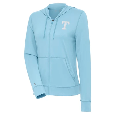 Women's Antigua  Powder Blue Texas Rangers Advance Full-Zip Hoodie