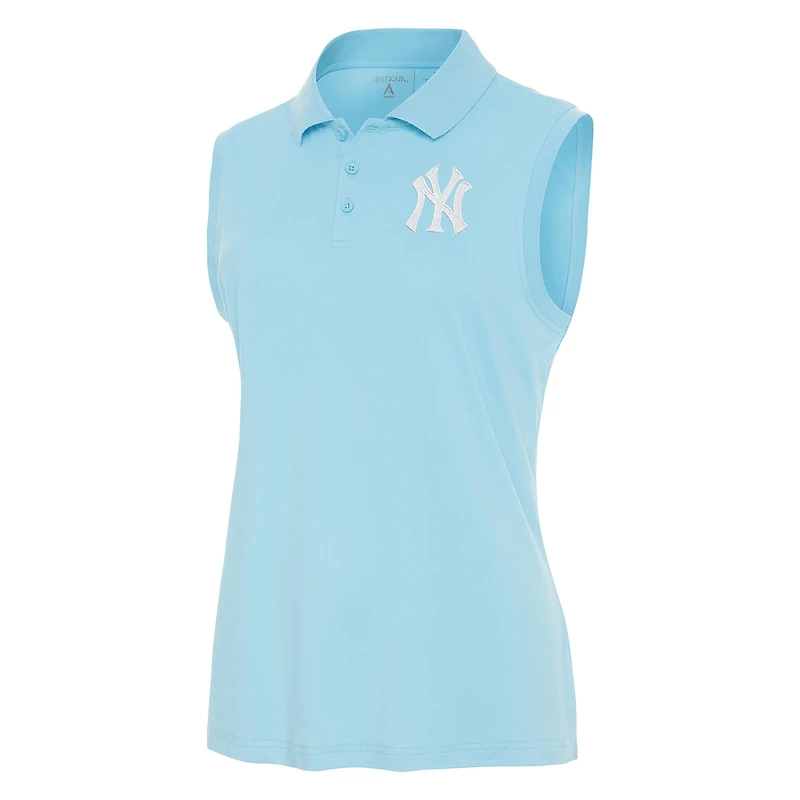 Women's Antigua Powder Blue New York Yankees Recap Sleeveless Polo