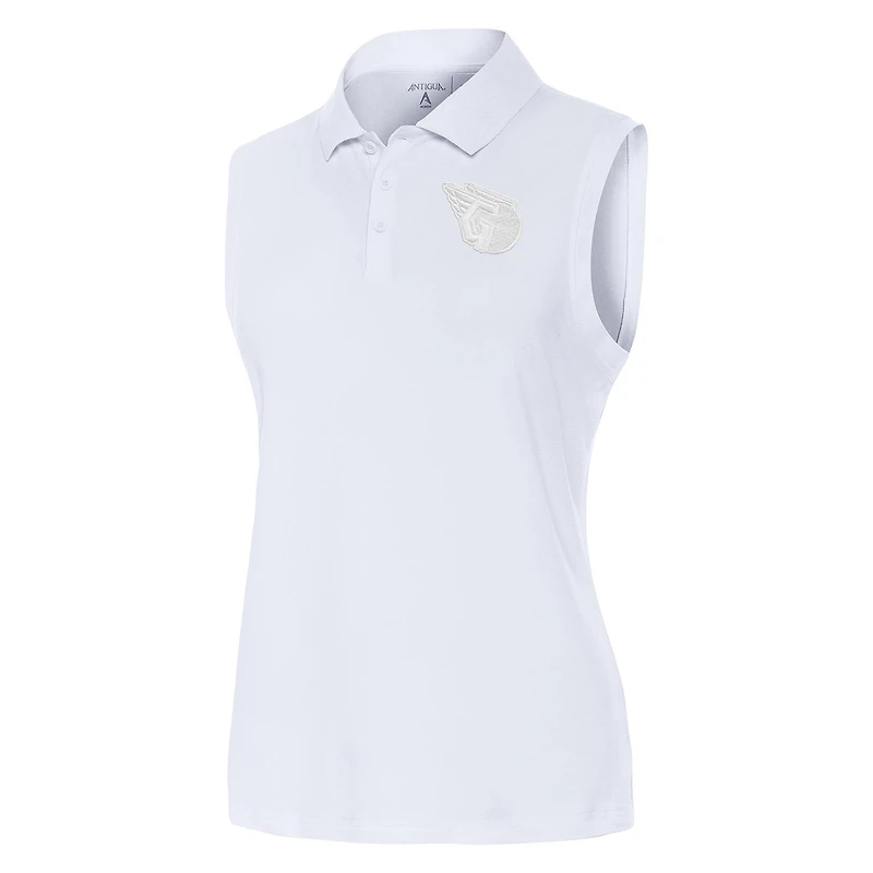 Women's Antigua White Cleveland Guardians Recap Sleeveless Polo
