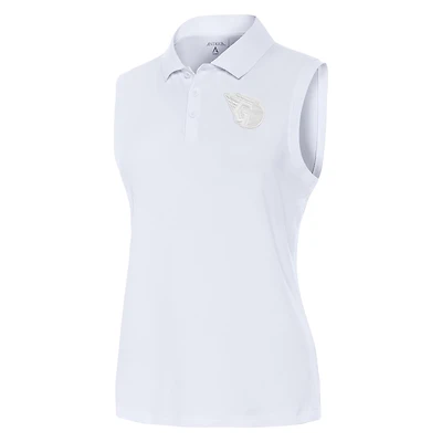 Women's Antigua White Cleveland Guardians Recap Sleeveless Polo