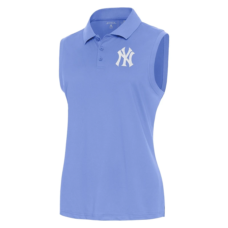 Women's Antigua Lavender New York Yankees Recap Sleeveless Polo