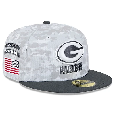 Men's New Era Arctic Camo/Graphite Green Bay Packers 2024 Salute To Service 59FIFTY Fitted Hat