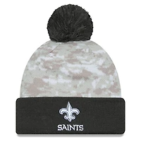 Men's New Era  White/Graphite New Orleans Saints 2024 Salute To Service Digital Camo Cuffed Knit Hat with Pom