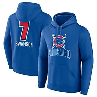 Men's Dansby Swanson Royal Chicago Cubs Fastball Player Name & Number Pullover Hoodie