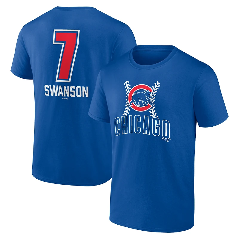 Men's Dansby Swanson Royal Chicago Cubs Fastball Player Name & Number T-Shirt